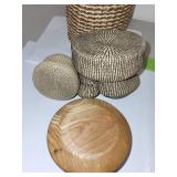 Collection of Handcrafted Baskets and Signed Wooden Bowl Ken Olsen 1982