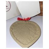 Woodstock Pottery Basket and 1985 Brown Bag Cookie Art Heart Ornament