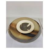 Set of 3 Handmade Charles Halling Signed Pottery Plates with Abstract Glaze Design