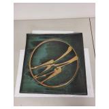 Set of 2 Signed Charles Halling Square Ceramic Art Plates with Abstract Design