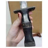 Norwegian PERLETIN Metal Matchbox Holder and Vintage Fixed Blade Knife with Sheath