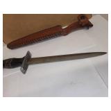 Norwegian PERLETIN Metal Matchbox Holder and Vintage Fixed Blade Knife with Sheath