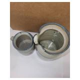 Set of 3 Handcrafted Stoneware Pottery Mugs and Pitcher
