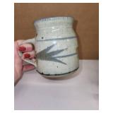 Set of 3 Handcrafted Stoneware Pottery Mugs and Pitcher