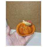 Decorative Ceramic Lot with Acorn Wall Pocket, Pumpkin Dish, and Porcelain Bird Figurines