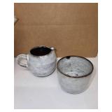 Handmade Studio Pottery Tea Set with Teapot, Creamer, and Cups