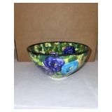 Hand-Painted Floral Ceramic Bowl Signed Hicks 7 Inch
