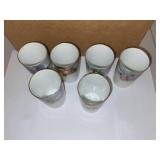 Antique RS Germany Porcelain Plates and Tumblers Set with Hand-Painted Fruit Designs