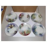 Antique RS Germany Porcelain Plates and Tumblers Set with Hand-Painted Fruit Designs