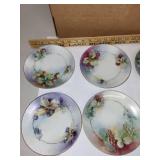 Antique RS Germany Porcelain Plates and Tumblers Set with Hand-Painted Fruit Designs