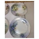 Antique RS Germany Porcelain Plates and Tumblers Set with Hand-Painted Fruit Designs