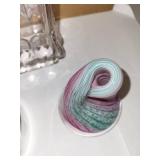 Mixed Lot: Metal Ring, Clear Acrylic Holder, and Swirl Art Glass Sculpture