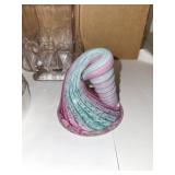 Mixed Lot: Metal Ring, Clear Acrylic Holder, and Swirl Art Glass Sculpture