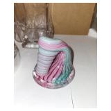 Mixed Lot: Metal Ring, Clear Acrylic Holder, and Swirl Art Glass Sculpture