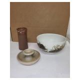 Set of 6 Mixed Vintage and Handmade Ceramic Bowls and Dishes including one original Charles Halling