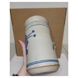 Set of 2 Handcrafted Pottery Vases Blue Floral and Red Swirl