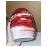 Set of 2 Handcrafted Pottery Vases Blue Floral and Red Swirl