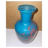 Signed Original Hand Blown Art Glass Vase by Dylan Martinez and Pink Paperweight Set