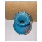 Signed Original Hand Blown Art Glass Vase by Dylan Martinez and Pink Paperweight Set