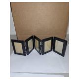 Set of 2 Hand Blown Glass Ornaments and Folding 4-Panel Photo Frame