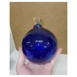 Set of 2 Hand Blown Glass Ornaments and Folding 4-Panel Photo Frame