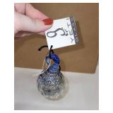 Set of 2 Hand Blown Glass Ornaments and Folding 4-Panel Photo Frame