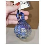Set of 2 Hand Blown Glass Ornaments and Folding 4-Panel Photo Frame