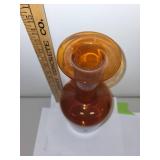 Tall Amber Art Glass Vase with Flared Rim