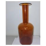Tall Amber Art Glass Vase with Flared Rim