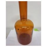Tall Amber Art Glass Vase with Flared Rim
