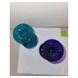 Pair of Blue and Teal Art Glass Vases