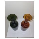 Set of 2 Alfredo Barbini Murano Art Glass Bottles