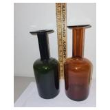 Set of 2 Alfredo Barbini Murano Art Glass Bottles
