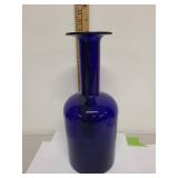 Tall Cobalt Blue Glass Vase with Flared Rim