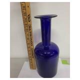 Tall Cobalt Blue Glass Vase with Flared Rim