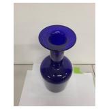 Tall Cobalt Blue Glass Vase with Flared Rim