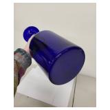Tall Cobalt Blue Glass Vase with Flared Rim