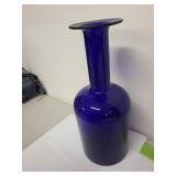 Tall Cobalt Blue Glass Vase with Flared Rim