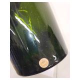 Set of 2 Empoli Italian Art Glass Vases Green and Blue