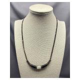 Sterling Silver 925 Necklace with Black and White Stone Accents