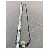 Sterling Silver 925 Necklace with Black and White Stone Accents