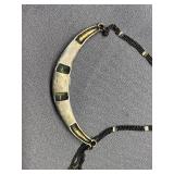 Sterling Silver 925 Necklace with Black and White Stone Accents