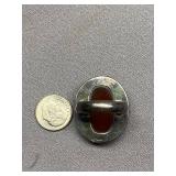 Vintage Sterling Silver 925 Ring with Large Amber Oval Stone Size 10