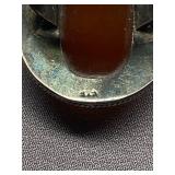 Vintage Sterling Silver 925 Ring with Large Amber Oval Stone Size 10