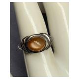 Vintage Sterling Silver 925 Ring with Cabochon Stone Size 8