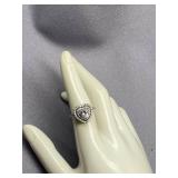 Sterling Silver 925 Heart-Shaped Ring with Sparkling Stones Size 7