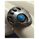 Vintage Sterling Silver 925 Turquoise Claw Design Native American Ring Size 5.5