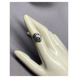 Vintage Sterling Silver 925 Turquoise Claw Design Native American Ring Size 5.5