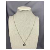 Sterling Silver 925 Pearl Necklace with Floral Pendant