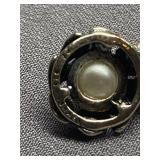 Sterling Silver 925 Pearl Necklace with Floral Pendant